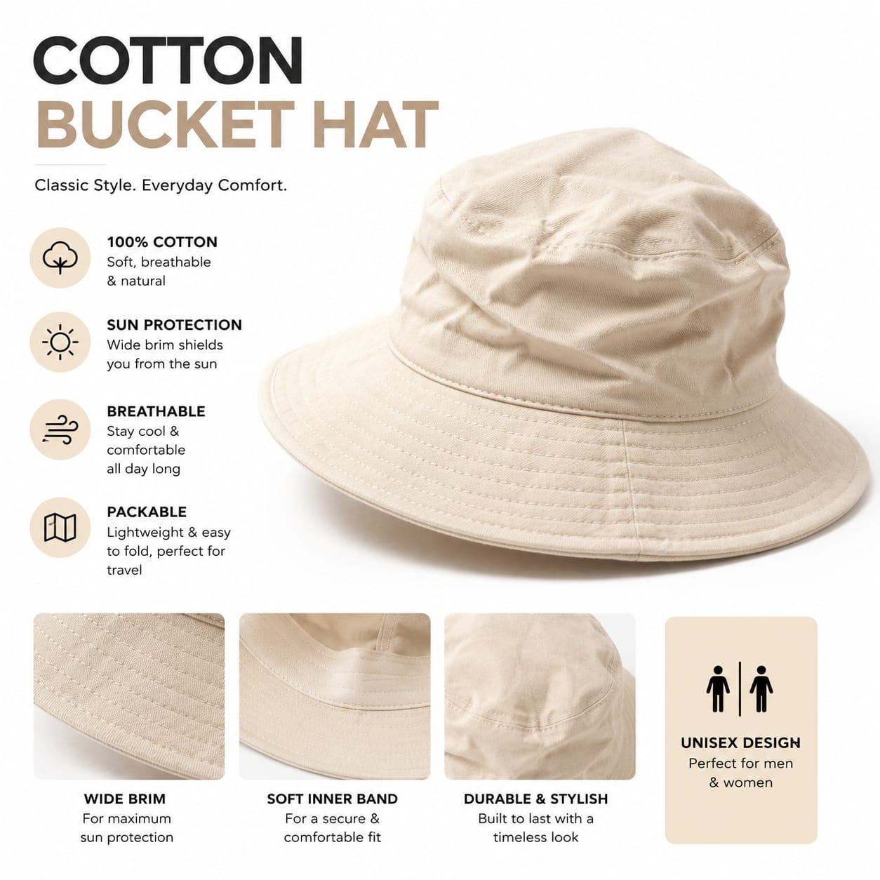 COTTON BUCKET HAT-SMALL