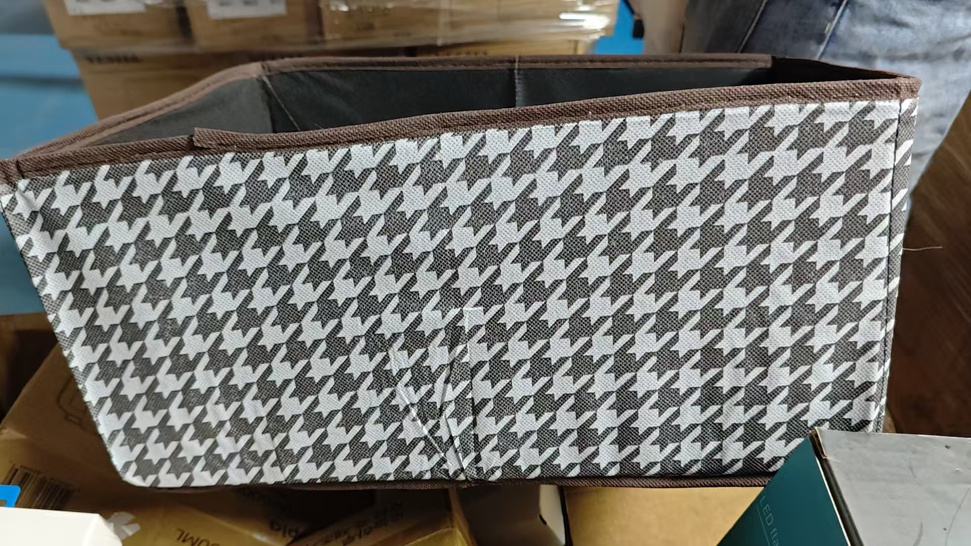Houndstooth Fabric Storage Box