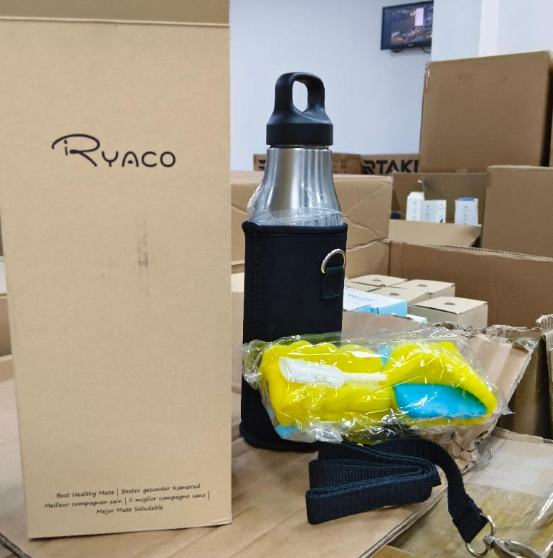 Insulated Stainless Steel Water Bottle with Carrier Strap